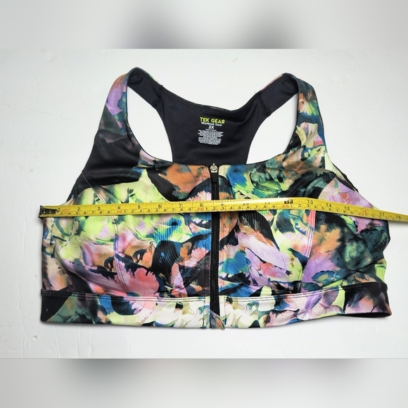 Tek Gear Women's Plus Zip Up Multicolor Floral Sports Bra 2X - Picture 4 of 7